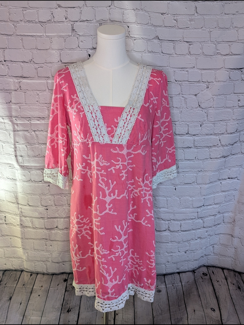 Lilly Pulitzer "Sherman" Pink & White Daqueri Pin Coral Me Crazy Dress - Size 4